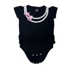 Baby Girl 9-12 month Ruffle Bodysuit 100% Cotton Pearls Little Treasure